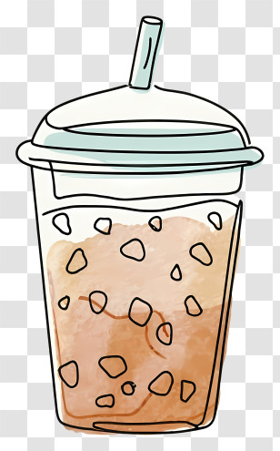 Cartoon Style Drawing - Refreshing Iced Drink In A Cup Transparent PNG