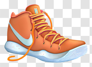 Animated Nike Shoe - Sporty Orange Sneaker With Laces Transparent PNG