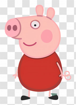 Peppa Pig - Smiling Cartoon Pig Wearing Red Transparent PNG