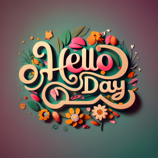 World Hello Day - Hello Day Typography With Floral Design Transparent PNG