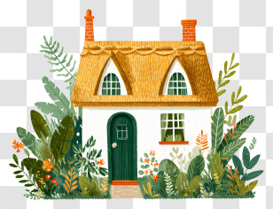 Cottagecore - Cute Cottage In The Garden Transparent PNG