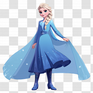Frozen Elsa Princess - Cartoon Character In Blue Dress Transparent PNG