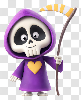 Cute Cartoon Grim Reaper - Cute Grim Reaper Character Transparent PNG