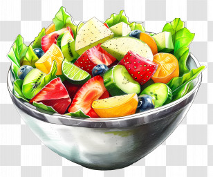 Waldorf Salad - Bowl Of Fresh Colorful Fruit Salad Transparent PNG
