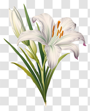 White Lily - Elegant White Lily Flower Illustration Transparent PNG