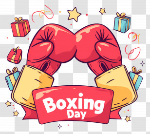 Boxing Day - Boxing Day Concept With Glove Design And Gift Boxes Transparent PNG