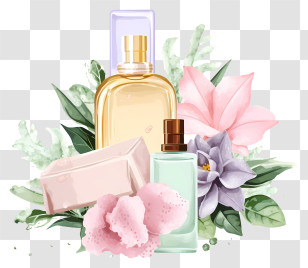 Vintage Perfume Bottle - Perfume Bottles With Flowers Transparent PNG