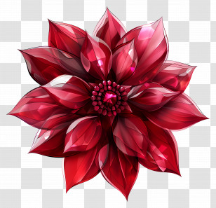 Ruby Flower - Red Flower With Vibrant Petals Transparent PNG