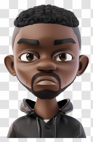Black Man Cartoon - 3D Character With Black Hoodie Transparent PNG