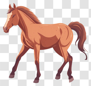 Cartoon Horse - Brown Horse Illustration In Artistic Style Transparent PNG