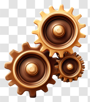 Gears Working Cog - Golden Interlocking Gears Icon Transparent PNG