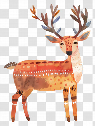 Cartoon Deer - Watercolor Deer With Antlers Illustration Transparent PNG