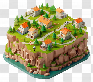 Land Real Estate - Miniature Village With Houses And Trees Transparent PNG