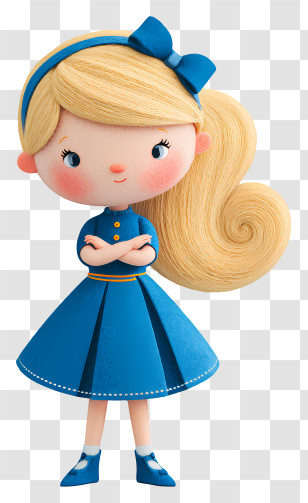 Cute Girl With Blonde Hair - Blonde Girl In Blue Dress Transparent PNG