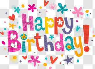 Birthday - Colorful Happy Birthday Text Art For Celebrations Transparent PNG