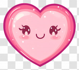 Kawaii Heart - Smiling Kawaii Pink Heart Cartoon Transparent PNG