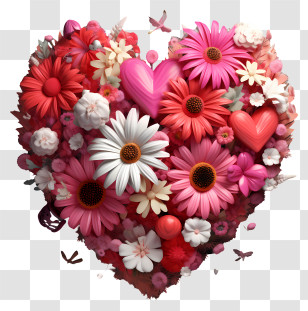 Heart Flowers - Heart-Shaped Flower Arrangement Transparent PNG