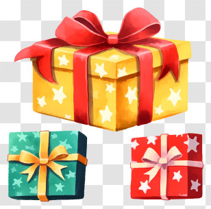 Gift Boxes - Starry Yellow Gift Boxes For The Holidays Transparent PNG