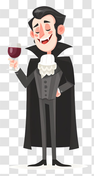 Cheerful Cartoon Vampire - Charming Vampire Holding Wine Transparent PNG