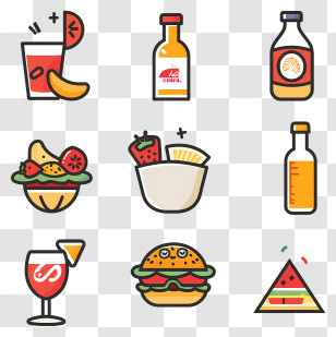 Food Drinks - Food And Drinks In Cartoon Style Transparent PNG