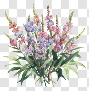 Watercolor Painting - Beautiful Flower Bouquet With Various Flowers Transparent PNG