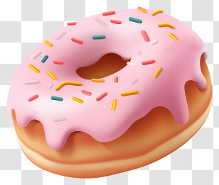 Pink Donut - Pink Glazed Donut With Sprinkles Transparent PNG