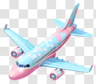 Valentine Airplane - Colorful Airplane With Hearts Design Transparent PNG