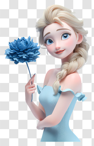 Elsa Frozen - Animated Character Holding Flower Transparent PNG