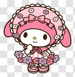 My Melody - Pink Bunny Character With Flowers Transparent PNG