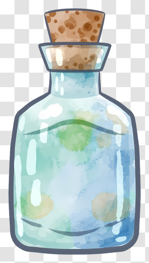 Cartoon - Watercolor Glass Jar With Cork Transparent PNG