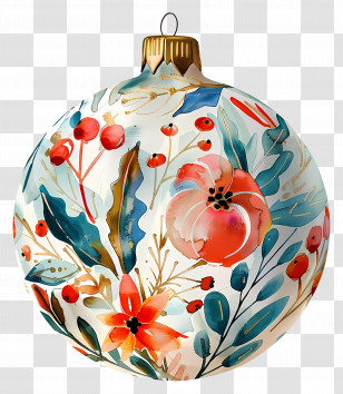 Christmas Ornament - Beautiful Christmas Ornament With Floral Design Transparent PNG
