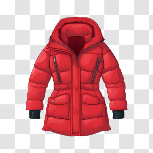 Winter Coat - Red Winter Coat With Hood Transparent PNG