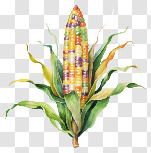 Corn Cob Painting - Colorful Corn Cob Illustration Transparent PNG