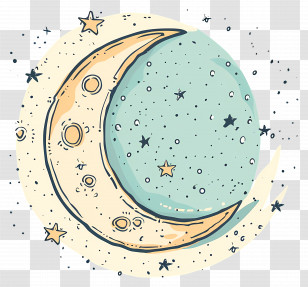 Doodle Moon - Moon And Stars In The Night Sky Transparent PNG