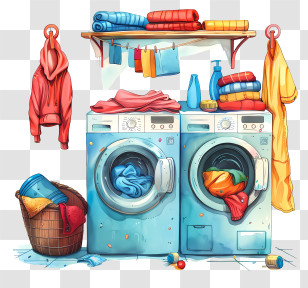Laundry Day - Laundry Room With Washing Machines Transparent PNG