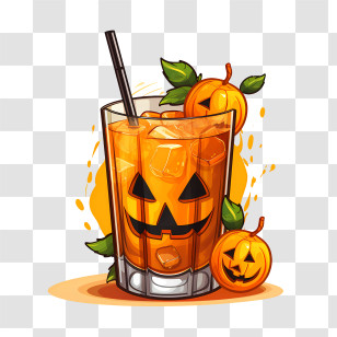 Halloween Cocktail - Festive Pumpkin Halloween Drink Illustration Transparent PNG