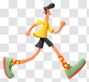 Humorous Cartoon Runner - Playful Long-Legged Runner Transparent PNG