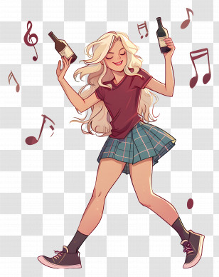Drunk Girl - Dancing Girl With Bottles In Hand Transparent PNG
