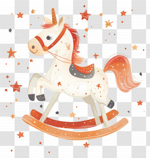 Rocking Horse - Rocking Horse Unicorn With Stars Transparent PNG