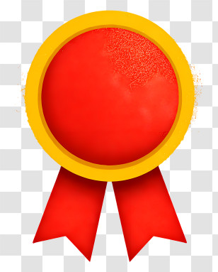 Circular Awareness Badge - Gold-Rimmed Red Award Medal Transparent PNG