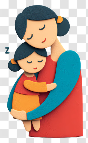 Mother Napping With Toddler - Mother Holding Sleeping Child Transparent PNG