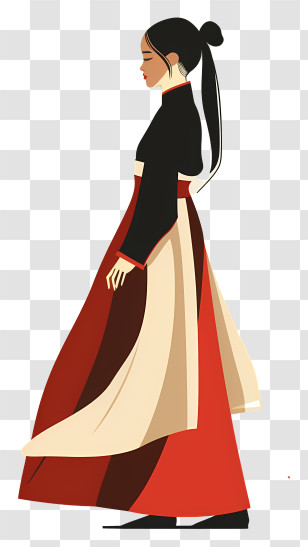 Fashion Girl - Illustration Of A Traditional Dress Transparent PNG