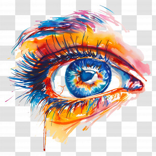 Eye - Colorful Eye Watercolor Illustration Transparent PNG
