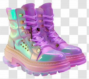 3d Portrait - Fashionable Iridescent Combat Boots Transparent PNG