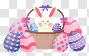 Easter Basket - Easter Bunny With Eggs Transparent PNG