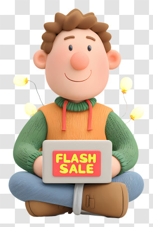 Man Flash Sale - Flash Sale Seated Guy Transparent PNG