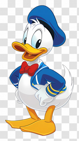 Donald Duck - Cartoon Duck Character In Blue Outfit With Bow Tie Transparent PNG