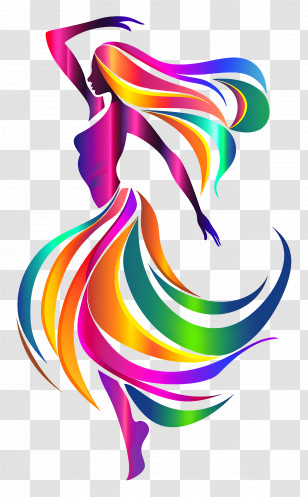 Dancer - Colorful Silhouette Dancer With Flowing Hair Transparent PNG