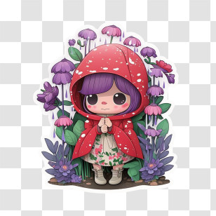Whimsical Girl
 - Cute Girl In Red Hood With Flowers Transparent PNG
