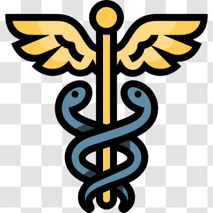 Caduceus Icon - Caduceus Symbol In Blue And Gold Transparent PNG